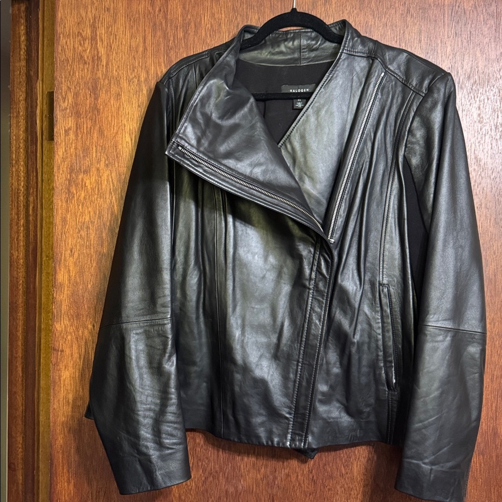 Halogen Drape Front Leather Jacket - image 1
